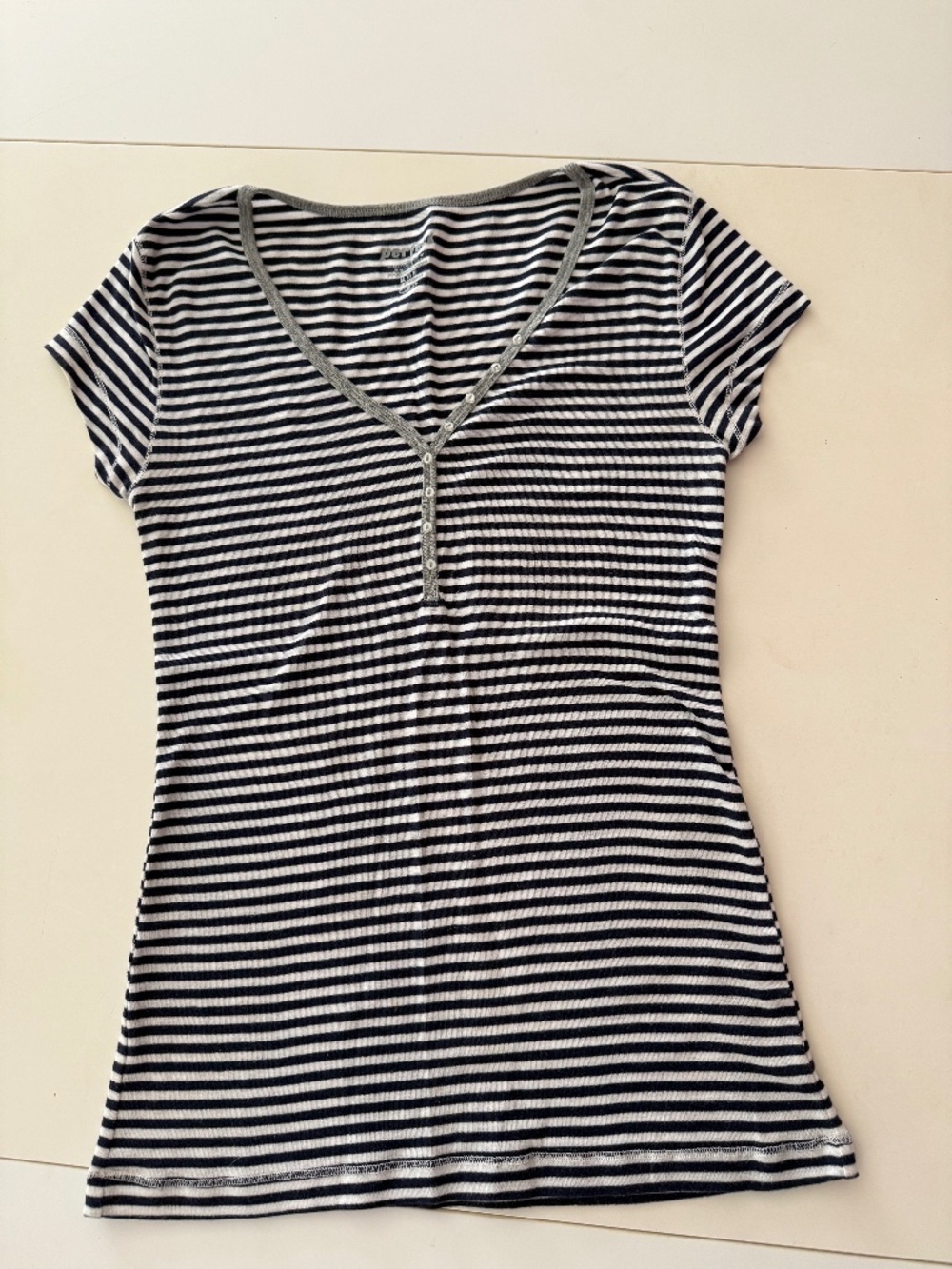 Old Navy Blue & White Striped Top Cap Sleeve Size M